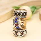 Ethnic Ring Band in Blue and Red Oriental Style
