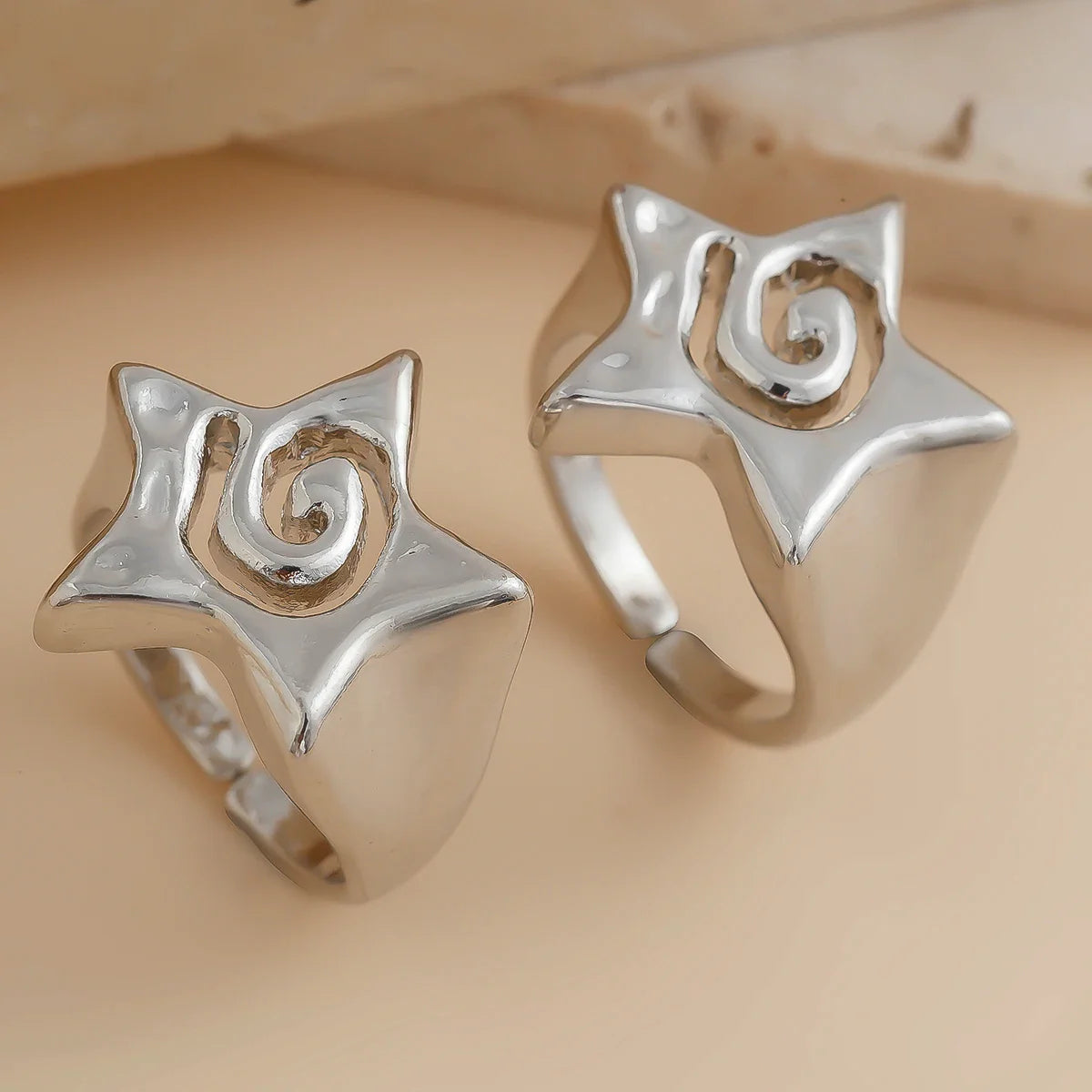 Pentagonal Star Ring Silver Band