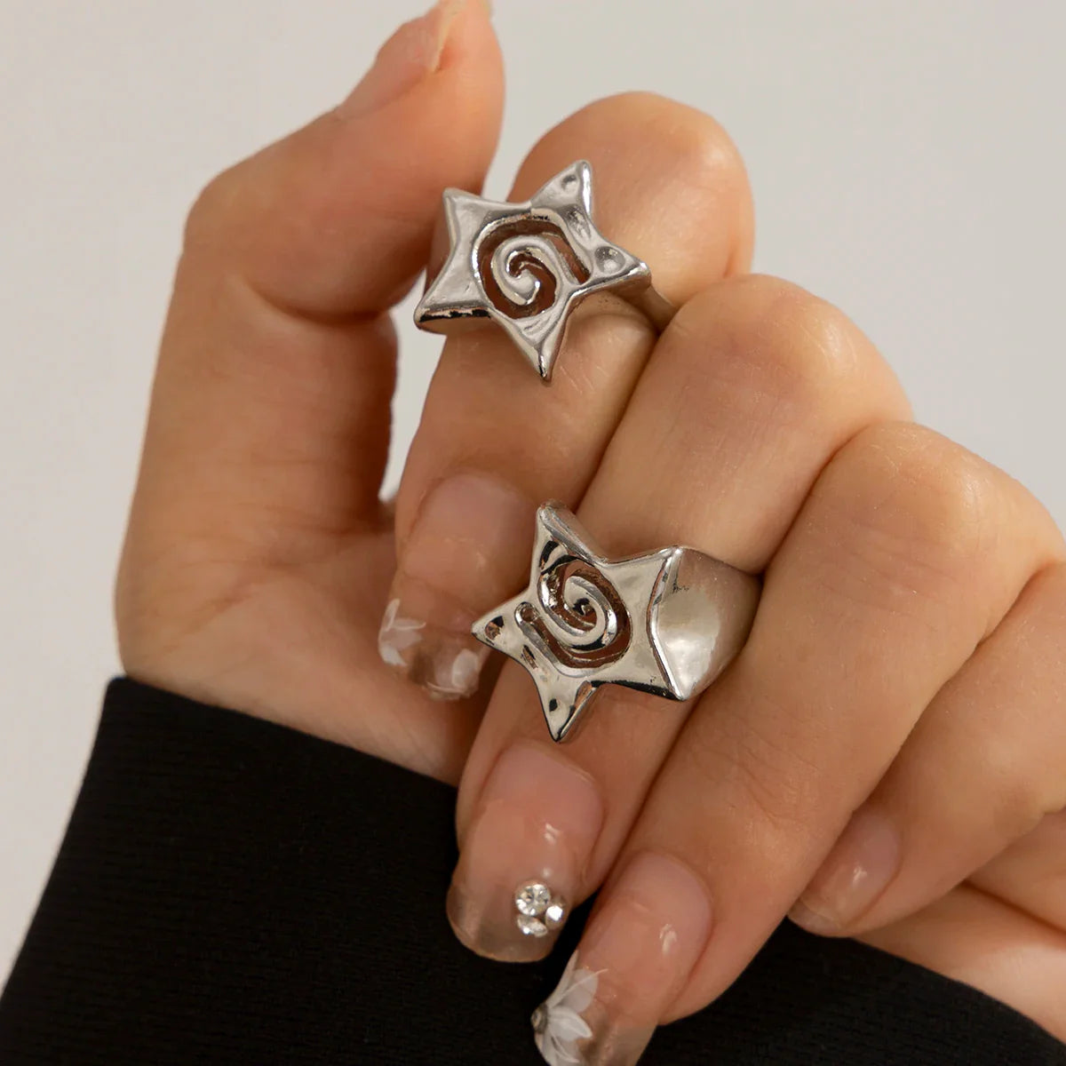 Pentagonal Star Ring Silver Band