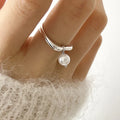 Women's Ring Band with White Zircon Pearl