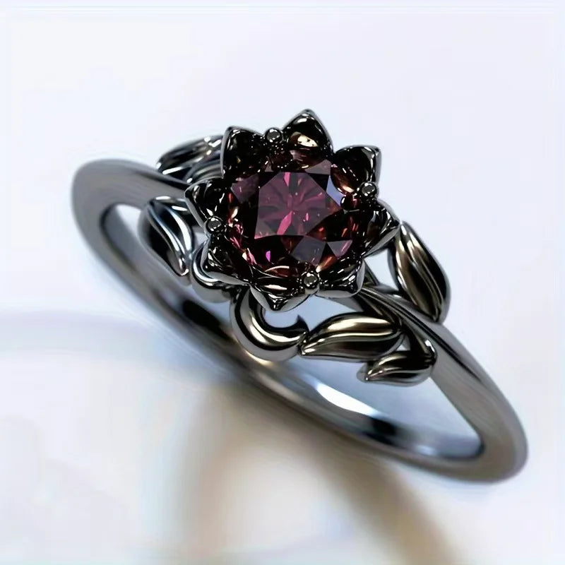 Black Flower Ring Band