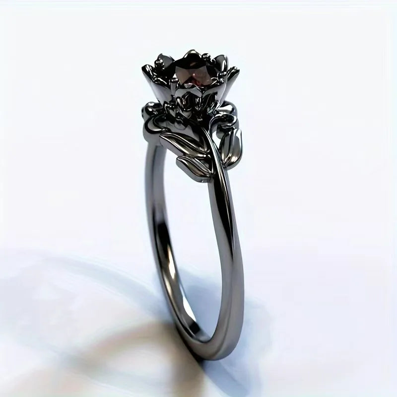 Black Flower Ring Band