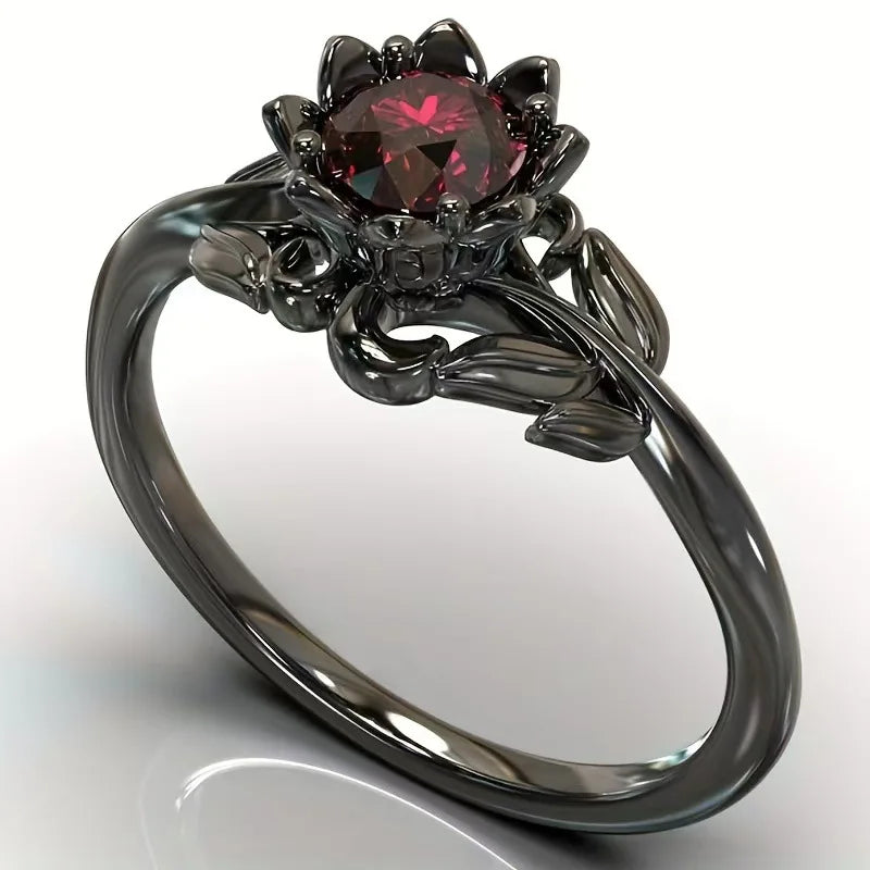 Black Flower Ring Band