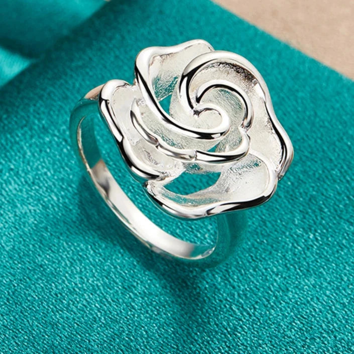 Big Silver Flower Ring