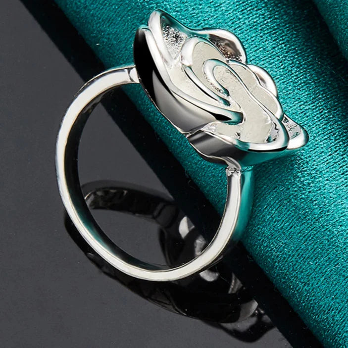Silver Plated Large Flower Ring Band