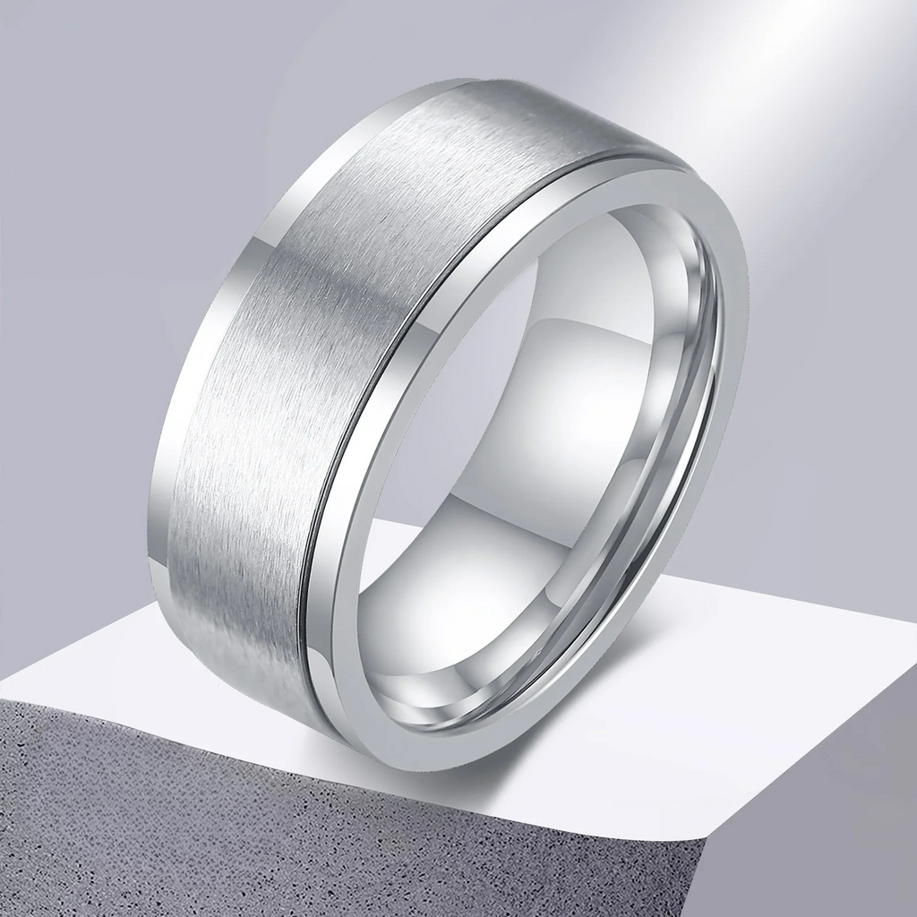 Bague Anneau Homme Anti-Stress Tournant argent