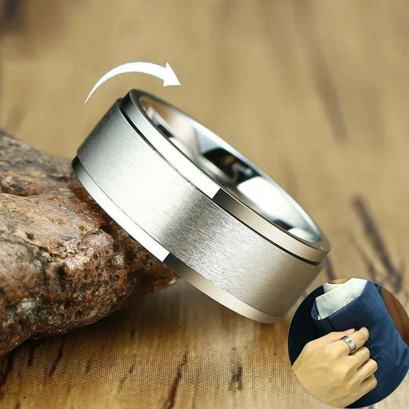 Men's Spinning Anti-Stress Ring Silver