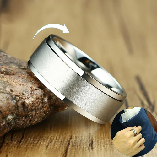 Men's Spinning Anti-Stress Ring Silver