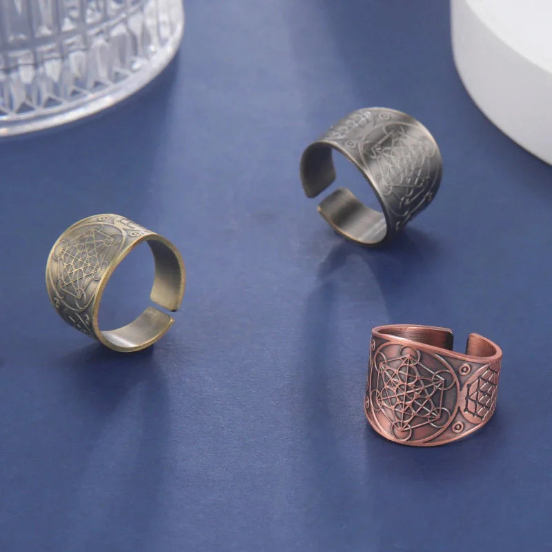 Men's Ring Metatron Cube Rose Gold