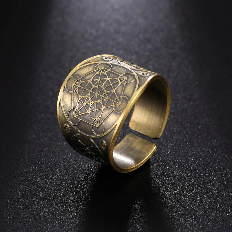 Men's Ring Metatron Cube Gold
