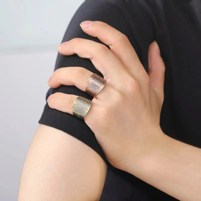 Men's Ring Metatron Cube Gold