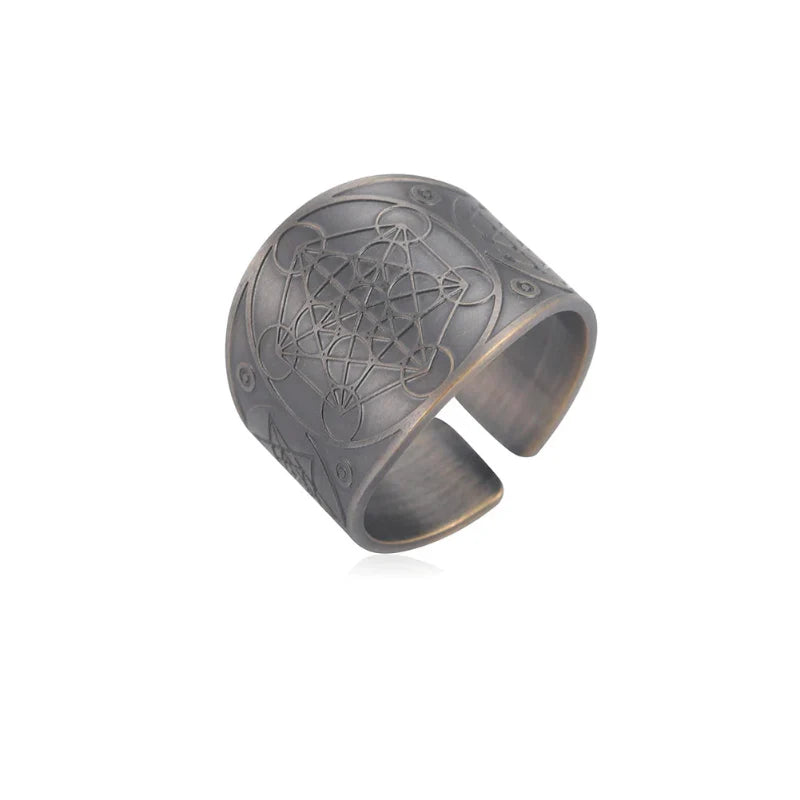 Men's Ring Metatron Cube Silver