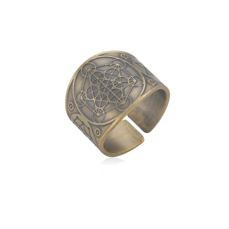Men's Ring Metatron Cube Gold