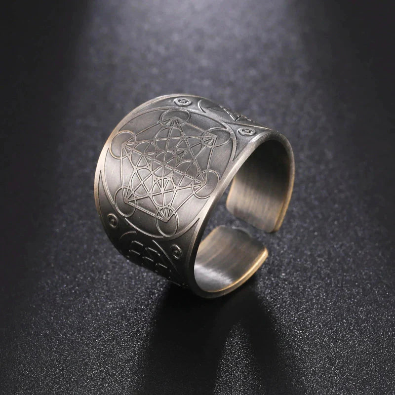 Men's Ring Metatron Cube Silver