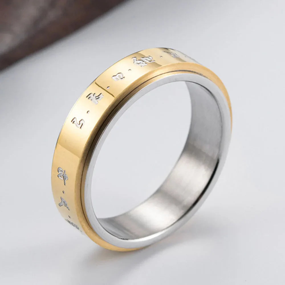 Ring Band with Patterns Men or Women Anti-Stress Spinning gold
