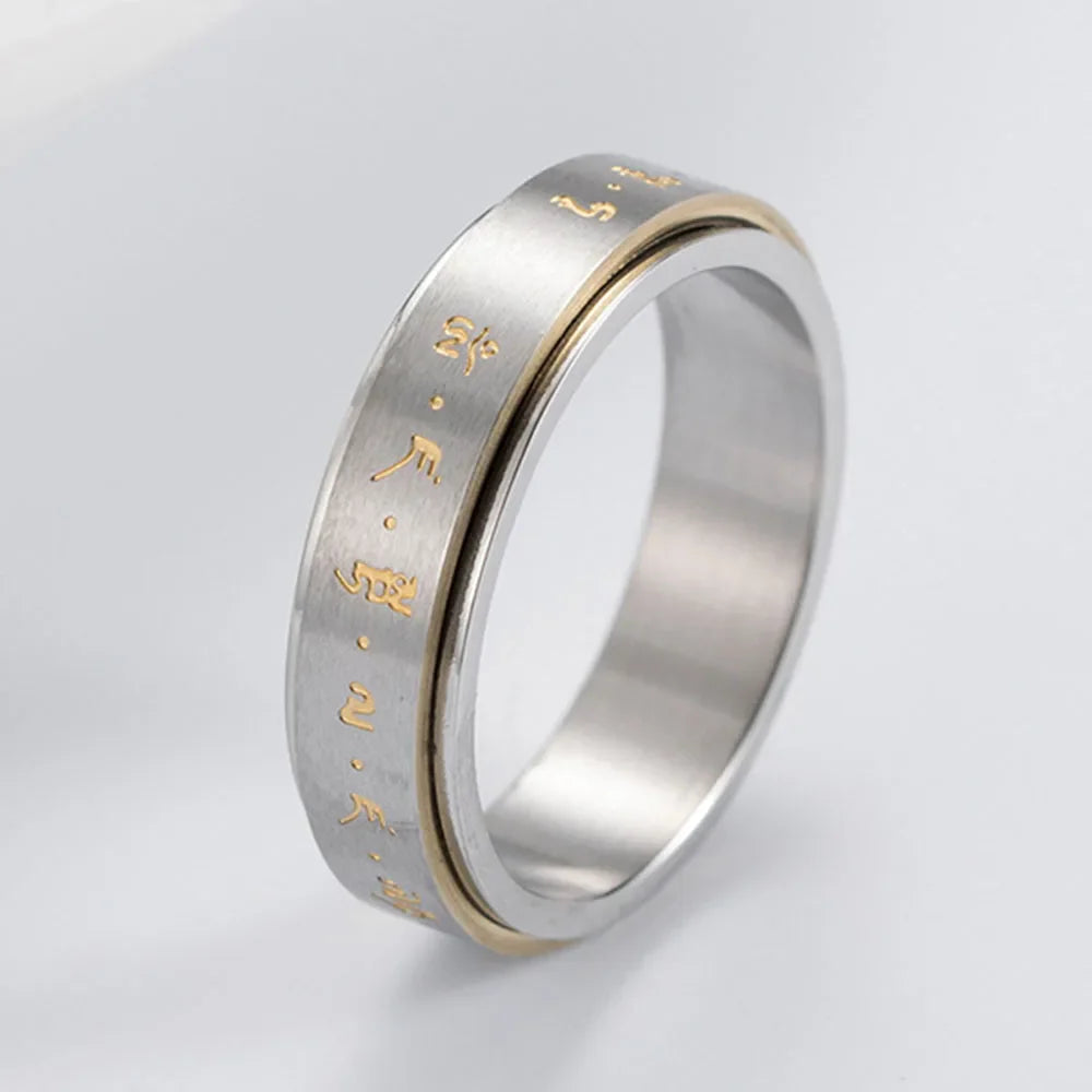 Bague Anneau à Motifs Homme ou Femme Anti-Stress Tournant argent