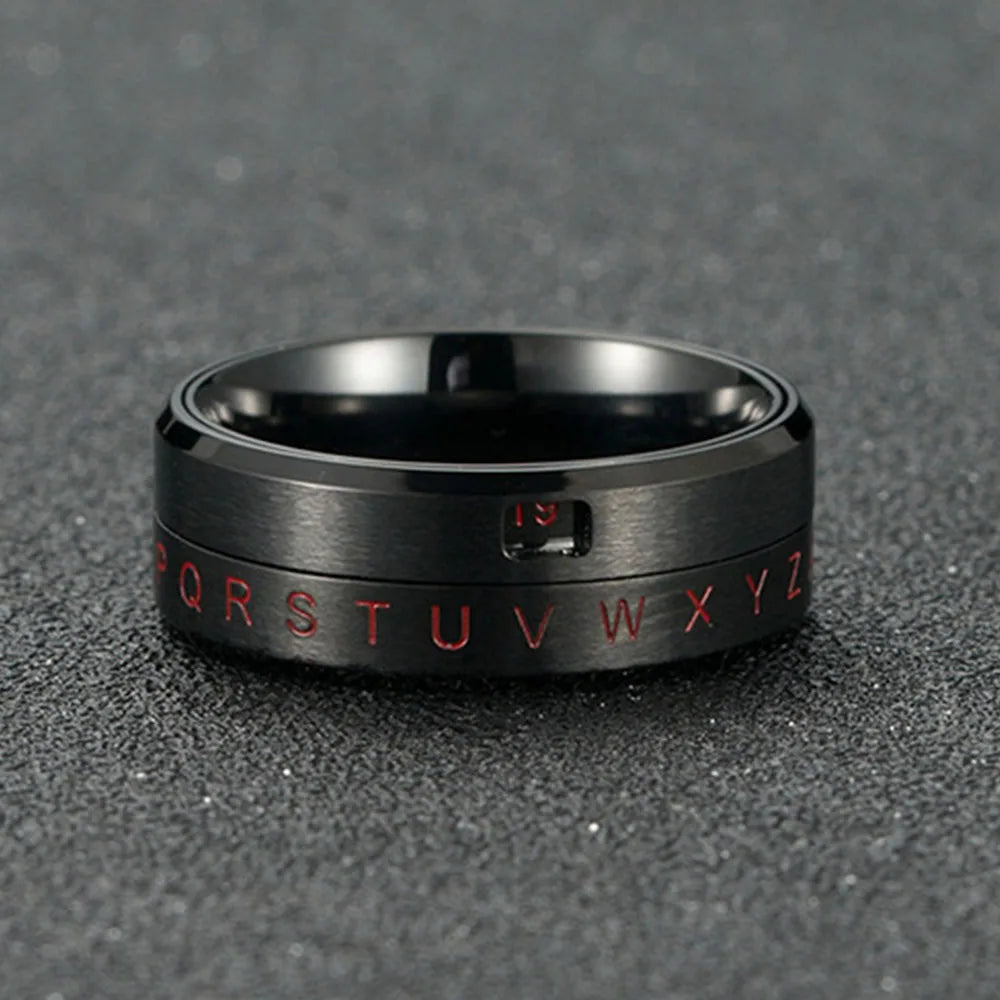 Anti-Stress Rotating Letter Ring Black