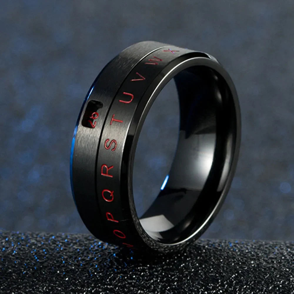 Anti-Stress Rotating Letter Ring Black