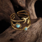 Bague Anneau Lune et Etoile