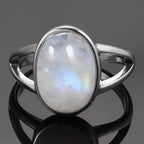 Oval Ring Band Woman Moonstone