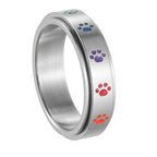 Ring Band with Hearts or Paws Anti-Stress Spinning Paws
