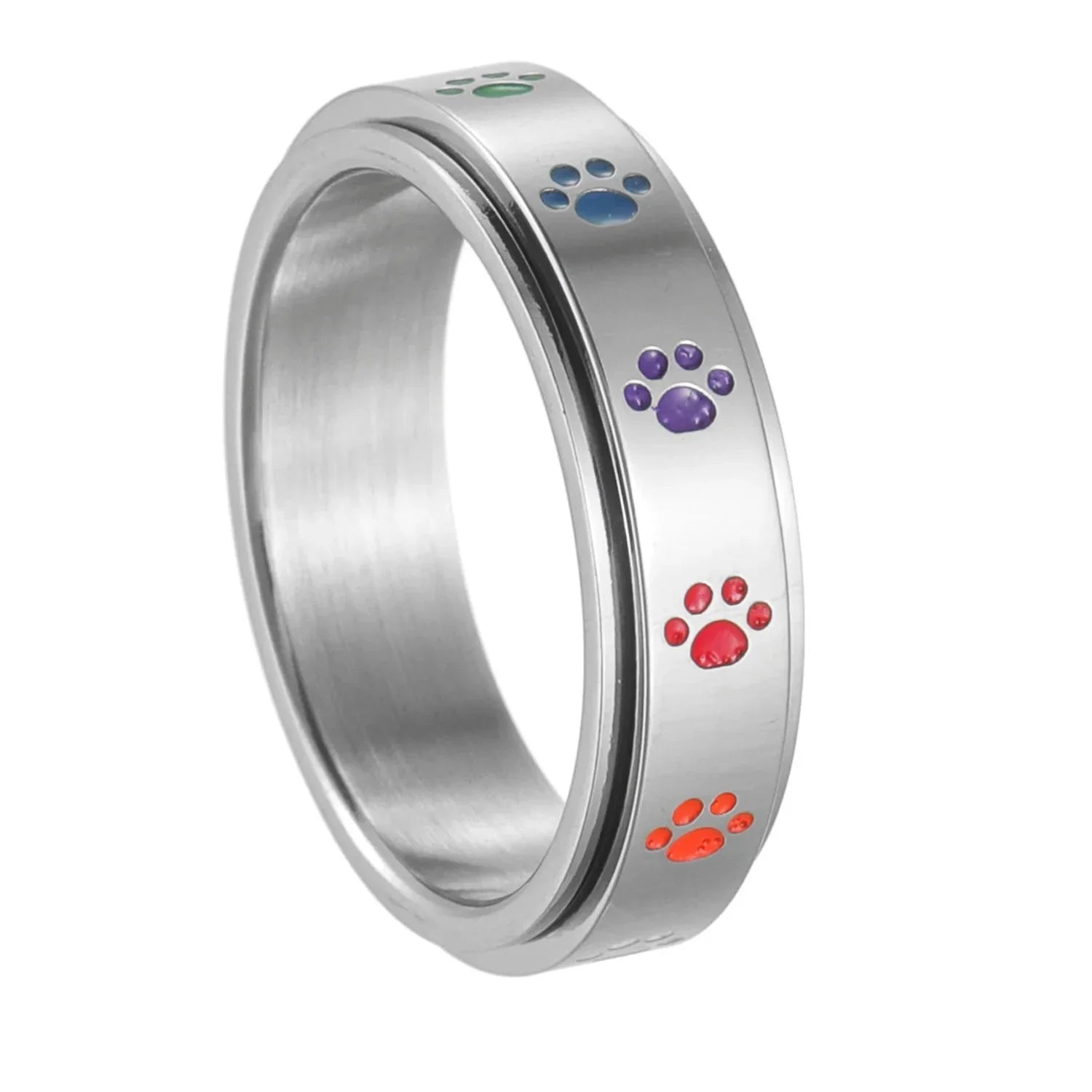 Bague Anneau avec Coeurs ou Pattes Anti-Stress Tournant pattes