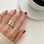 Ring Band For Women with White Pearl silver