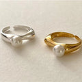 Ring Band For Women with White Pearl silver