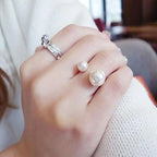 Retro Style Ring Band with White Pearls