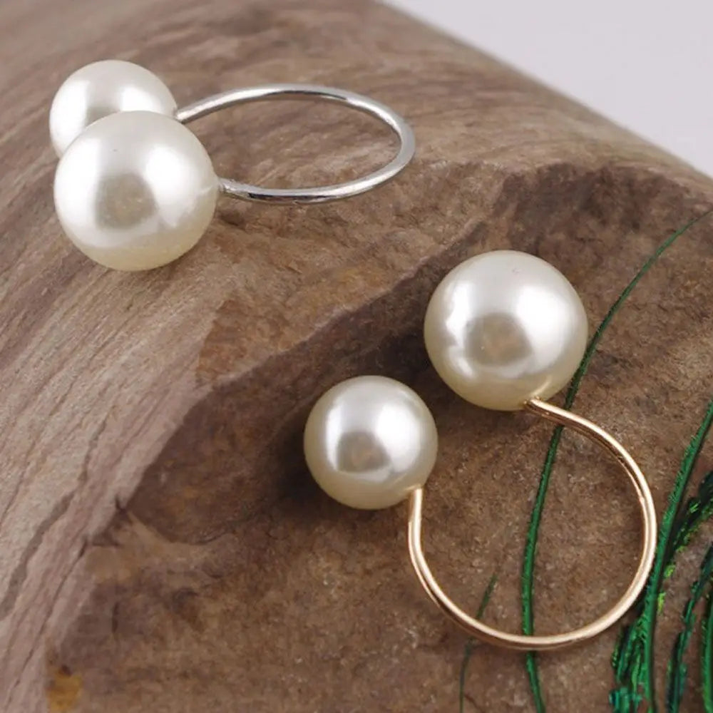 Retro Style Ring Band with Gold White Pearls