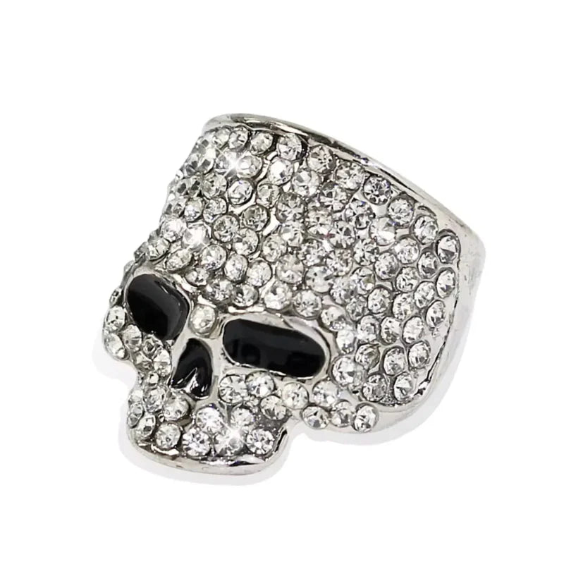 Skull Head Ring with Rhinestones