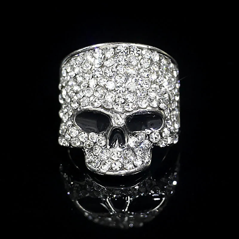 Skull Head Ring with Rhinestones