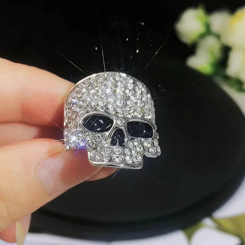 Skull Head Ring with Rhinestones