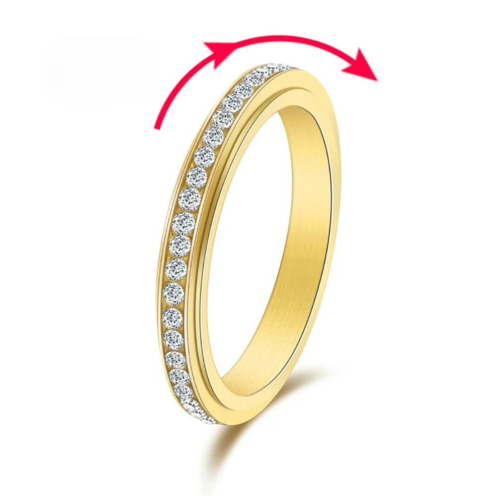 Anti-Stress Spinning Ring with Gold Zircon