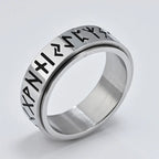 Viking Ring Band Men's Anti-Stress Spinning Silver