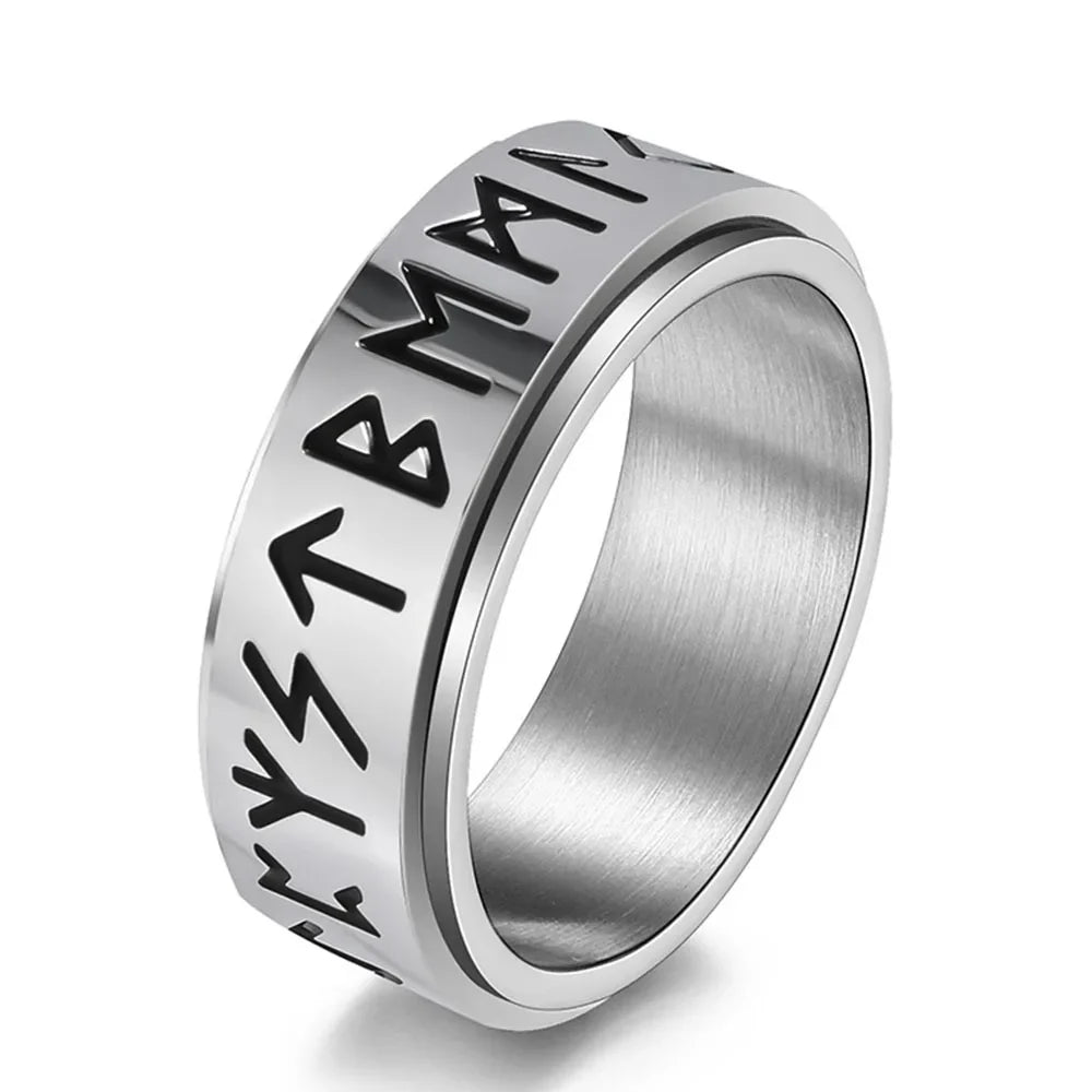 Bague Anneau Viking Homme Anti-Stress Tournant argent