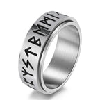 Viking Ring Band Men's Anti-Stress Spinning Silver