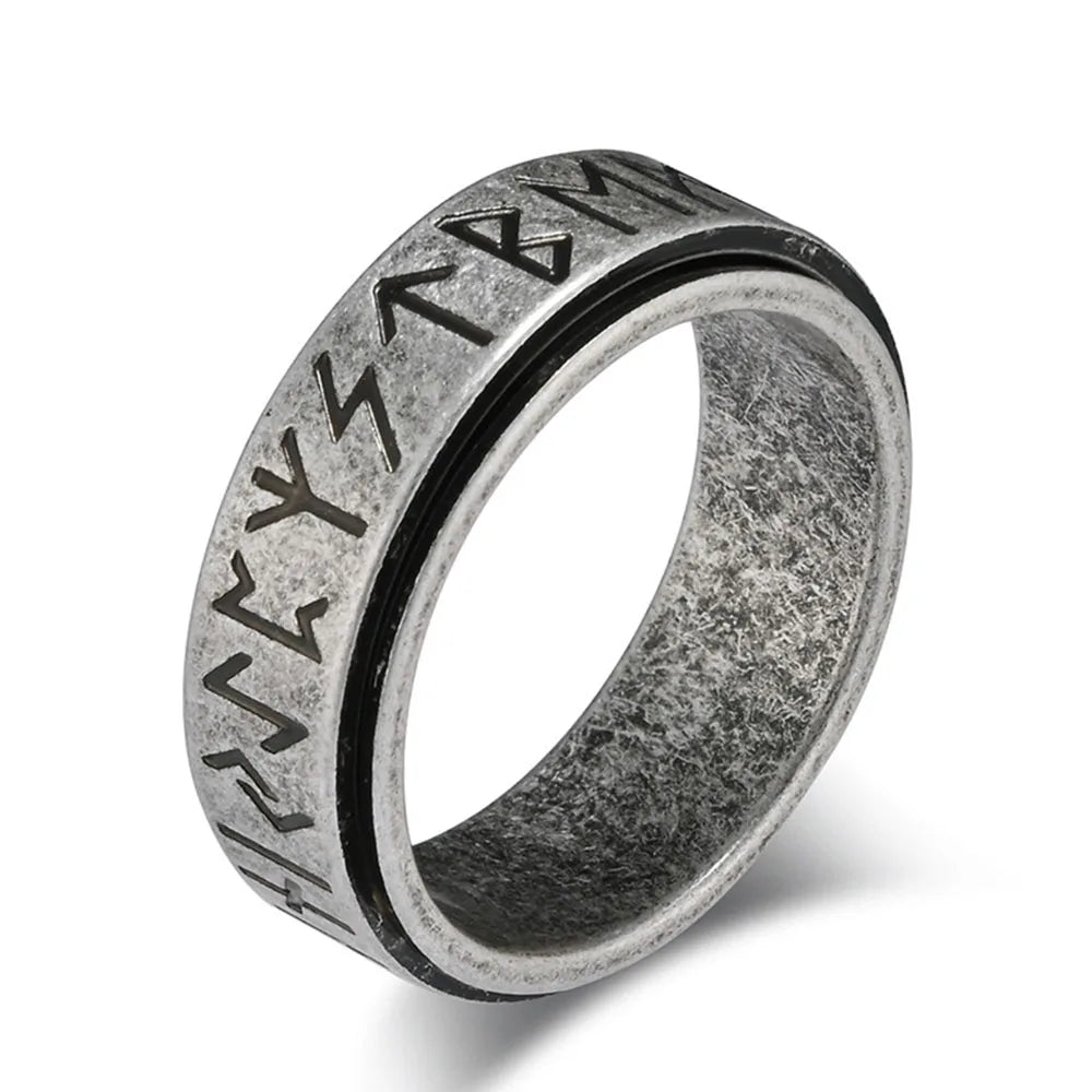 Viking Ring Band Men's Anti-Stress Spinning Gray