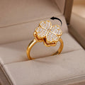Anti-Stress Ring Spinning Ring 4-Leaf Clover Gold