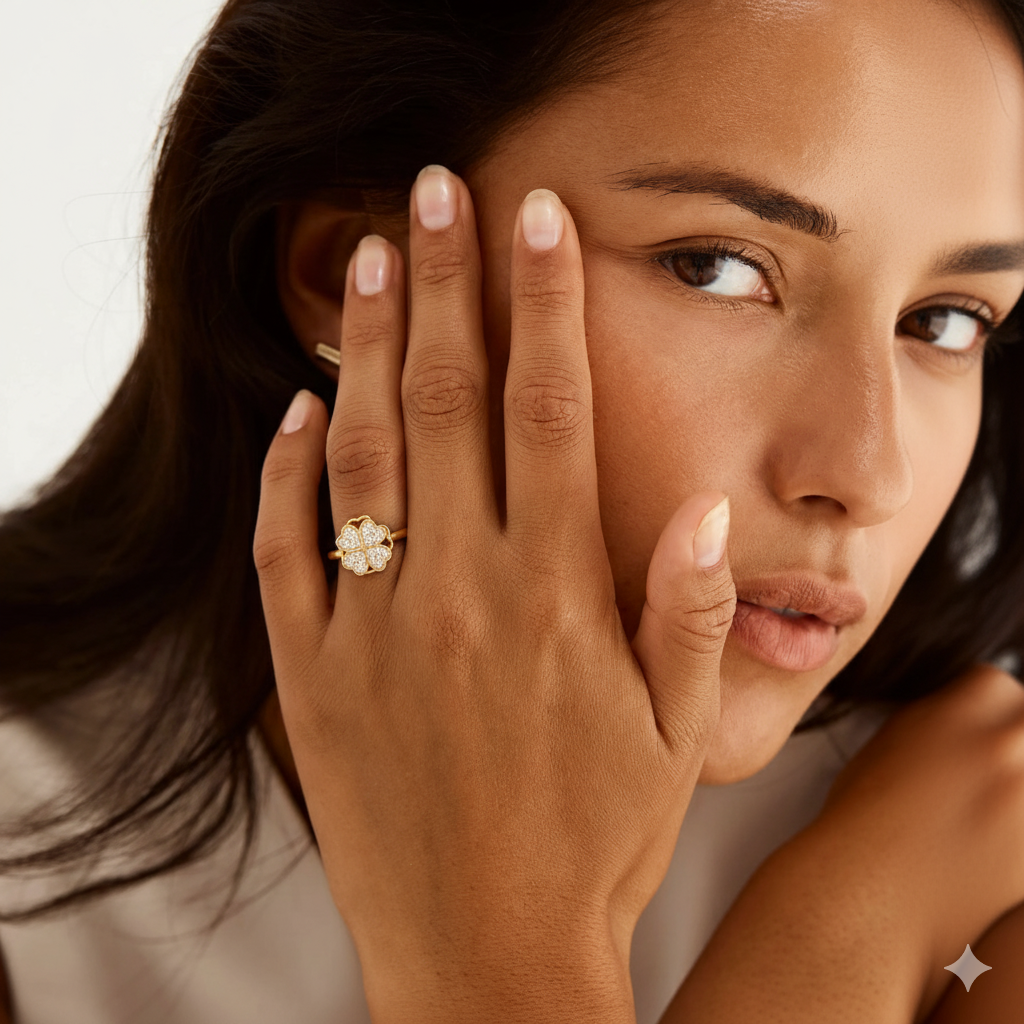 Rotating Four-Leaf Clover Anti-Stress Ring 