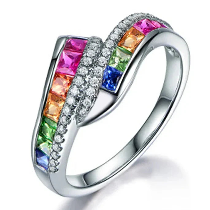 Bague arc-en-ciel et strass