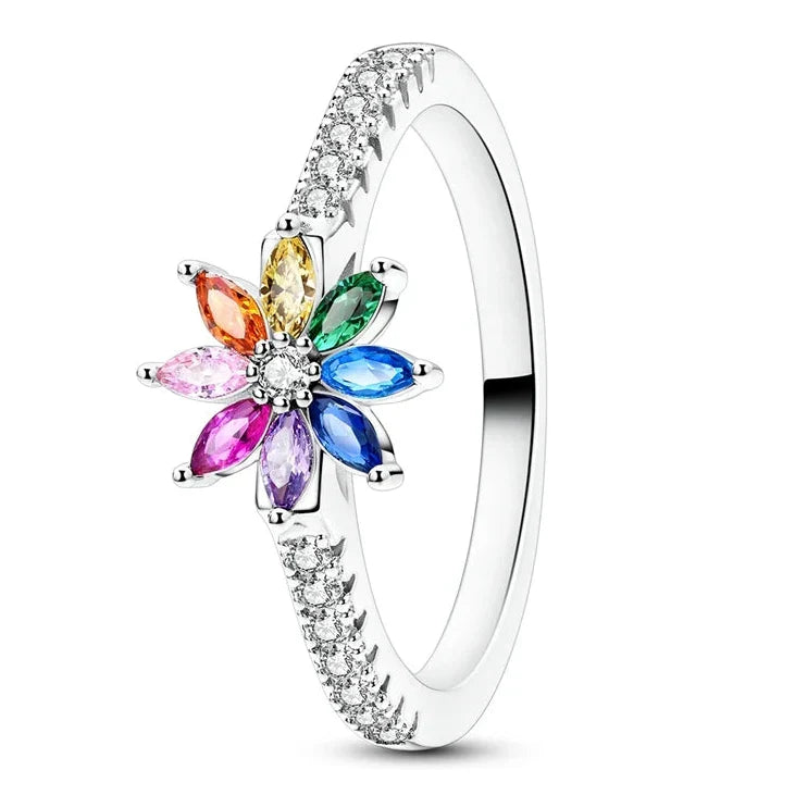 Bague arc-en-ciel fleur