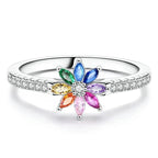 Bague arc-en-ciel fleur