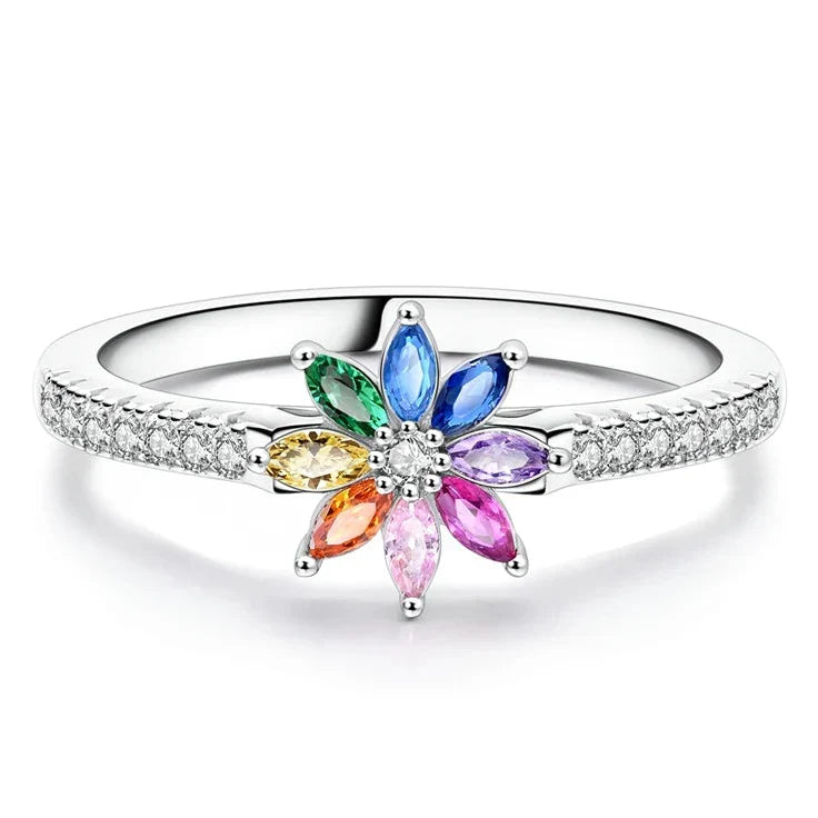 Bague arc-en-ciel fleur