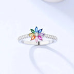 Bague arc-en-ciel fleur