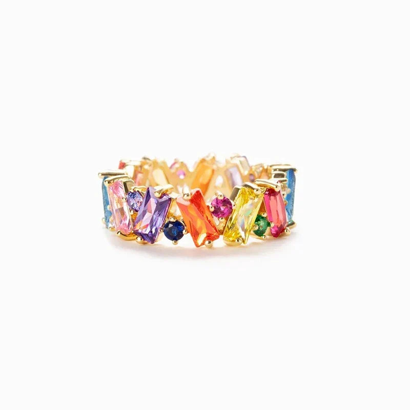 Bague arc-en-ciel géométrique or