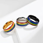 Bague arc-en-ciel homme argent