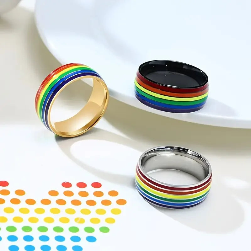 Bague arc-en-ciel homme or