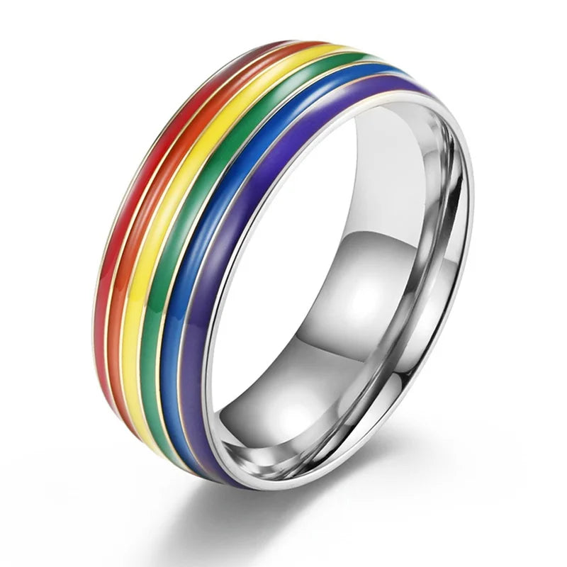 Bague arc-en-ciel homme argent