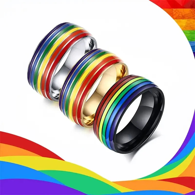 Bague arc-en-ciel homme noir